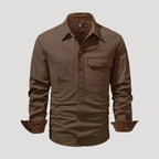 Herr långärmad overshirt med bröstfickor