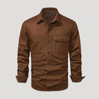 Herr långärmad overshirt med bröstfickor