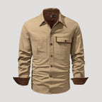 Herr långärmad overshirt med bröstfickor